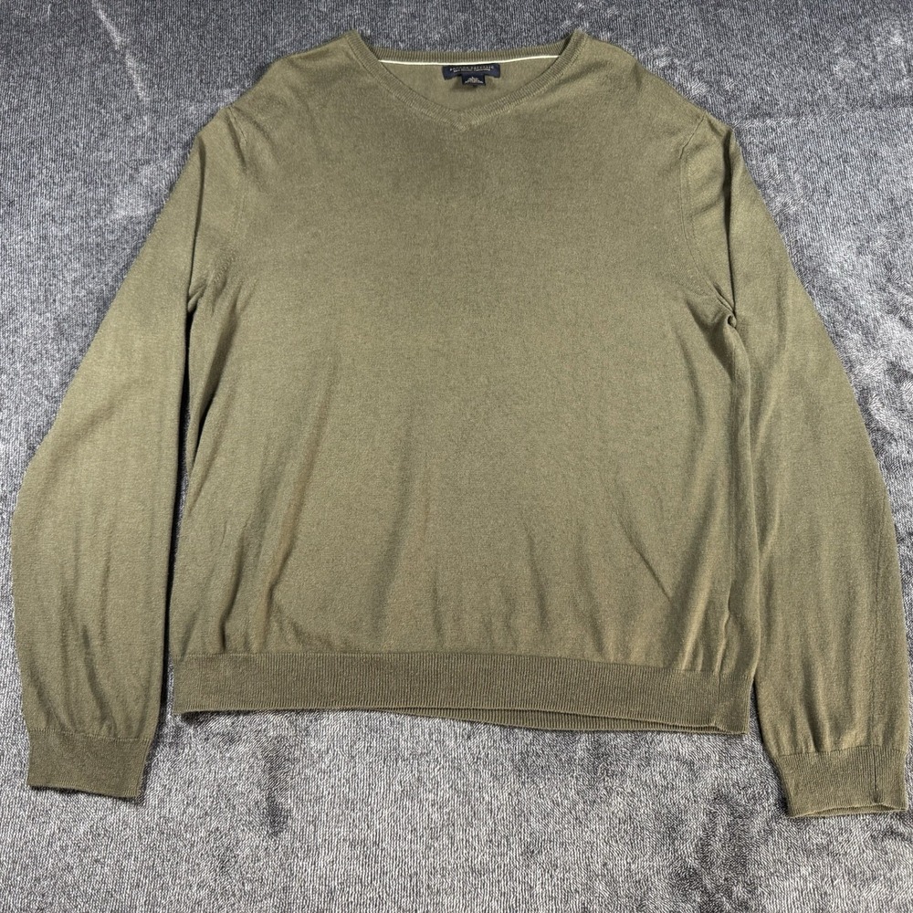 Banana‎ Republic Sweater Mens Large Green Silk Cotton Cashmere Blend V-Neck Soft